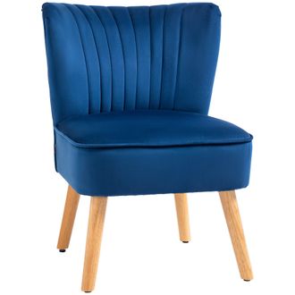 HOMCOM Velvet Accent Chair Occasional Tub Chair For Living Room - Dark Blue | TJ Hughes
