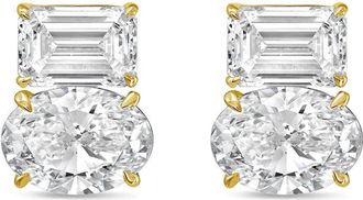 Diana M. Jewels 14kt yellow gold 3.00 cts emerald and oval diamond earrings