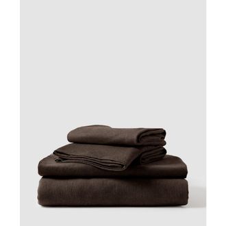 Pact Organic Cotton Organic Favorite Tee Jersey Sheet Set in Chocolate Heather at Nordstrom, Size Full