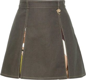 Pucci box-pleated twill miniskirt - women - Cotton/Acetate/Polyester/Spandex/Elastane/Silk - 42 - Green
