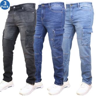 Blue Ice Mens Stretch Cargo Pocket Jeans-3 Pack