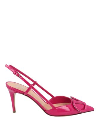Valentino VLogo Signature Patent Leather Slingback Pumps