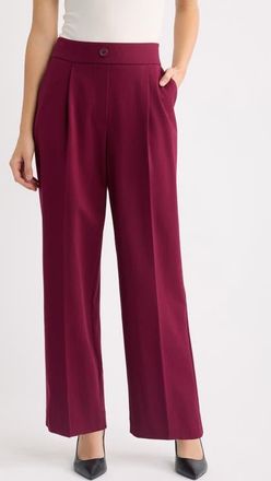 Anne Klein Pleated Wide Leg Pants in Chianti at Nordstrom, Size X-Large