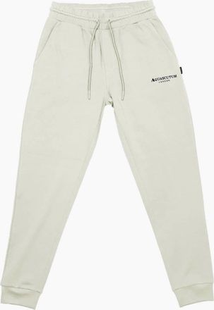 Aquascutum Mens Solid Patterned Tapered Fit Slim Joggers - Cream - Size: 32/33/32