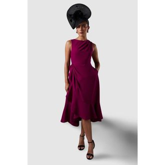 Coast Crepe Low Back Ruffle Dress in Raspberry at Nordstrom, Size 10