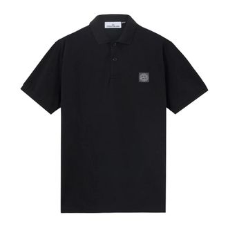 Stone Island Polo Shirts, male, Black, Size: 2XL Slim-fit Short-sleeve Polo Shirt