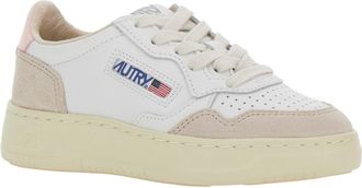 Autry Girls White Low Top Sneakers With Logo Patch Cow Leather Trainers