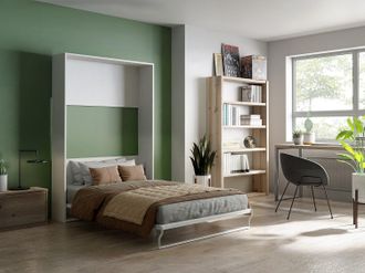 Vente-Unique Letto estraibile 140 x 200 cm Apertura verticale manuale Bianco - MALINA II