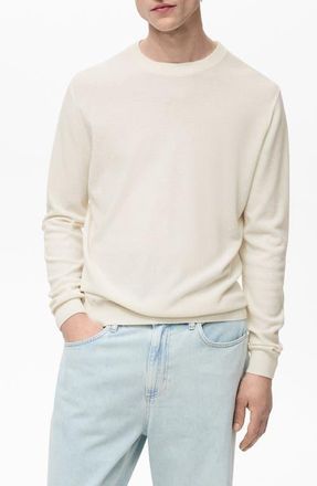 Mango Regular Fit Fine Knit Sweater in Ivory White at Nordstrom, Size Medium