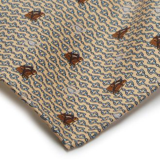 Oliver Brown Silk Horseshoe Pocket Square - Yellow