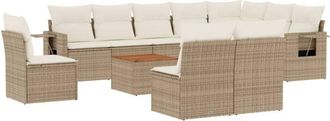 vidaXL Set De Sof&aacute;s De Jard&iacute;n 11pzas Con Cojines Rat&aacute;n Sint&eacute;tico Beige Vidaxl