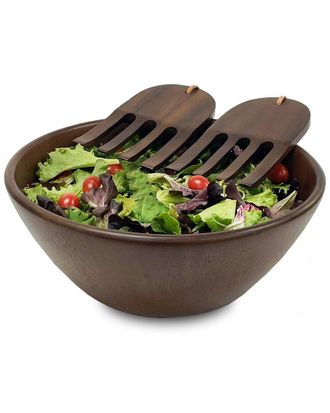 Woodard & Charles 3Pc Walnut Staind Salad Bowl Set