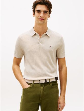 Tommy Hilfiger Mens Short-Sleeve Sweater Polo - Beige - XL