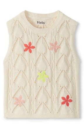 Hatley Kids Embroidered Flower Sleeveless Knit Top in Cream at Nordstrom, Size 3T