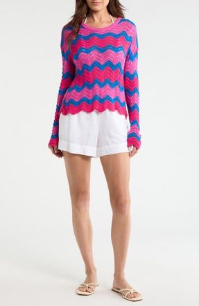 Beach Riot Beach Cover-Up Sweater in Seashell Isle Colorblock at Nordstrom, Size Medium