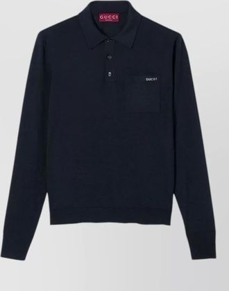 Gucci fine-knit wool long-sleeve polo shirt