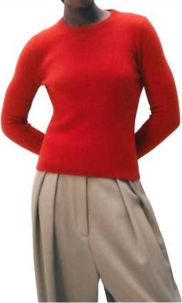 White + Warren Cashmere Slim Stretch Crew Sweater In Deep Crimson