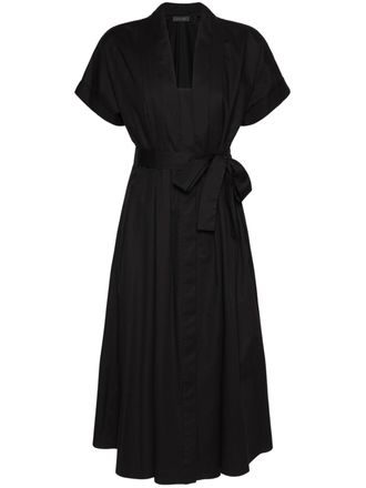 Elena Miro Knee-Length Black A-Line Wrap Dress