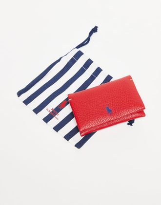 Polo Ralph Lauren Polo Play - Borsellino rosso in pelle con bottone a pressione
