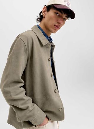 Jack & Jones Giacca scamosciata color oliva fum&eacute;-Verde