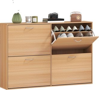 OEM Zapatero, Capacidad Para 24 Pares, Dise&ntilde;o Moderno, Color Caf&eacute; Claro, 120 X 24 X 81 Cm