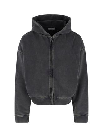Entire studios Black Washed Cropped Zip Hoodie