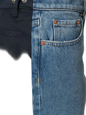 Valentino Dual Material Denim Jeans - Blue