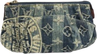 Louis Vuitton Pre-owned Monogram Denim Clutch - Dames - Vintage Clutch - Blauw - ONE Size - Denim - Vintage