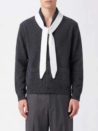 sacai Cardigan in pura lana con collo a fusciacca e tasche a toppa