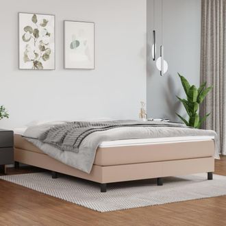 vidaXL Vidaxl - Cama Box Spring Con Colch&oacute;n Cuero Sint&eacute;tico Capuchino 140x190cm