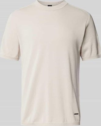 AlphaTauri T-Shirt mit Leinen-Anteil und Label-Detail Modell FASHI in Sand, Gr&ouml;&szlig;e S