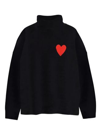 Chinti and Parker Breton Heart roll-neck sweater - women - Wool/Cashmere - LL - Black