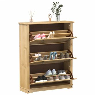 vidaXL Mueble Zapatero Corona Madera Maciza De Pino 99x32x124,5 Cm Vidaxl