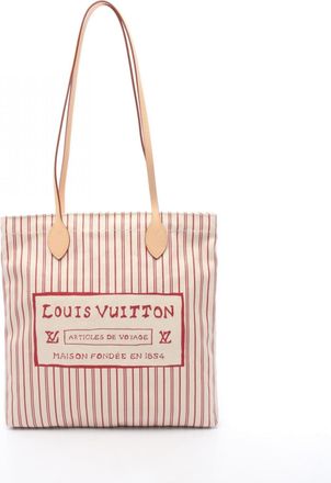Louis Vuitton Beige Red Color Canvas Handbag Tote Bag (Pre-Owned)