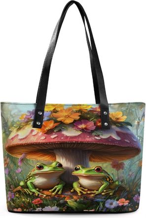 Generic Frog Mushroom Tote Bags for Women Cute Shoulder Purses Handbags