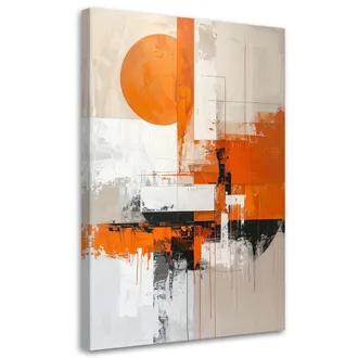 Feeby Cuadro En Lienzo Abstracci&oacute;n En Tonos Beige Y Naranja Estilo Boho 70x100