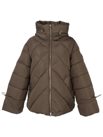 Sergio Moretti Beige Quilted Puffer Jacket With Adjustable High Collar