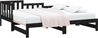 vidaXL Pull-out Day Bed without Mattress Black 2x(90x200) cm Vidaxl