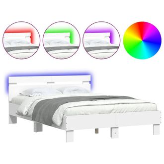 Berkfield Home Bed Frame with LED without Mattress White 120x200 cm | Size: Small Double