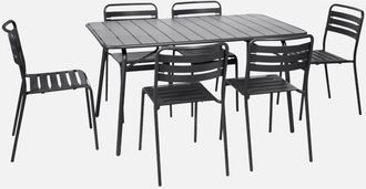 Sweeek Mesa De Jard&iacute;n Plegable De Metal Con 6 Sillas