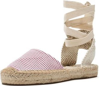 Soludos Seersucker Lauren Lace-up Espadrille Womens Sandals Classic Pink : EU 41 (US Womens 10-10.5) B - Medium, Cotton