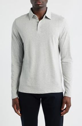 Robert Barakett Monolif Stripe Long Sleeve Polo in Light Grey at Nordstrom Rack, Size Xx-Large