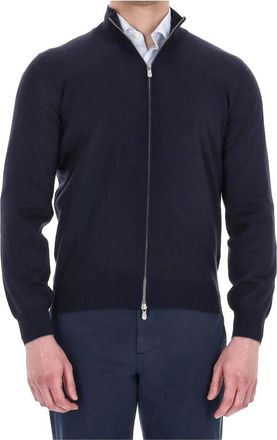 Brunello Cucinelli Brunello Cucinelli, Cardigans, male, Blue, Size: XL Blue Cashmere Zip Sweater