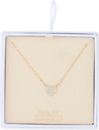 Nordstrom Rack Pav&eacute; Cubic Zirconia Heart Pendant Necklace in Clear- Gold at Nordstrom Rack