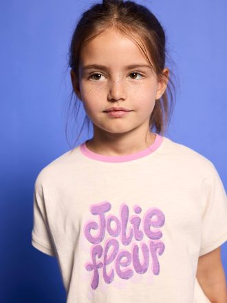 Vertbaudet T-Shirt f&uuml;r M&auml;dchen mit Message wollwei&szlig;