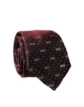 Dolce & Gabbana Logo-Embroidered Silk Necktie - Burgundy