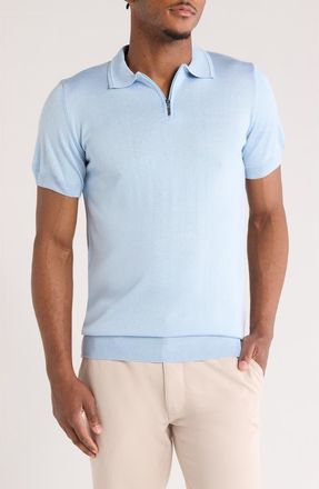 T.R. Premium Short Sleeve Quarter Zip Knit Polo in Blue at Nordstrom Rack, Size 5X-Large