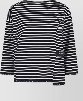 Undercover crew neck top three quarter sleeves stripes patch