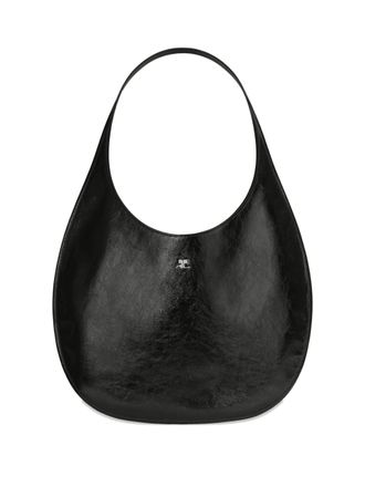 Courr&egrave;ges Holy Naplack logo-detail leather tote bag - Black
