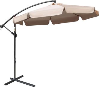 OUTSUNNY 2.7m Garden Cantilever Banana Parasol Sun Shade w/ Crank - Light Brown | TJ Hughes